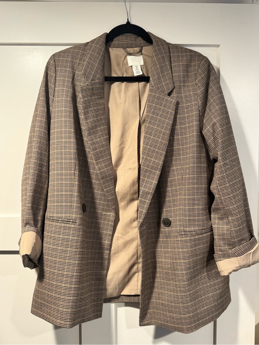 H&M Brown Plaid Women's Blazer Jacket